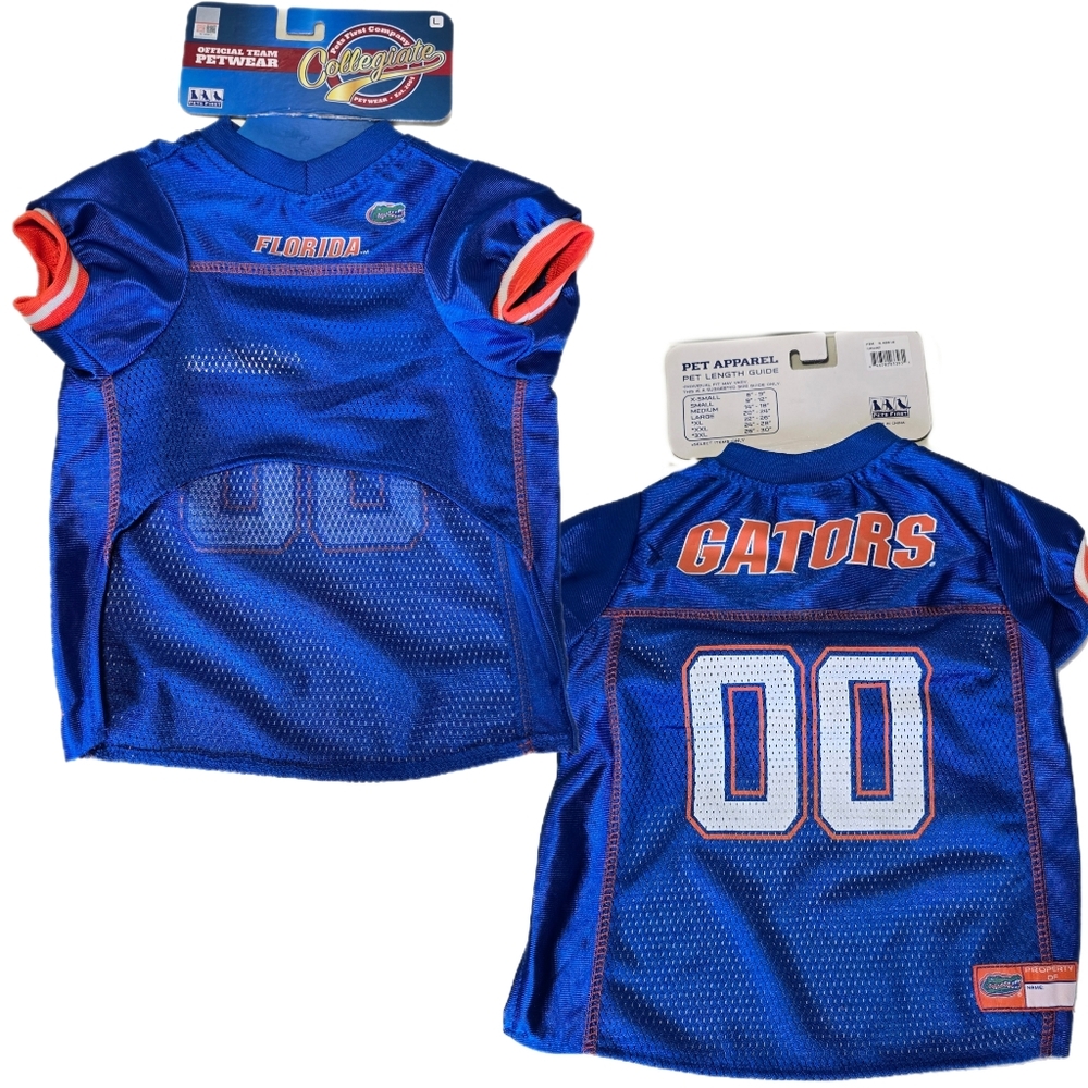 University of Florida 00 Pet DOG Jersey Pets First Blue Orange Gators Size Large